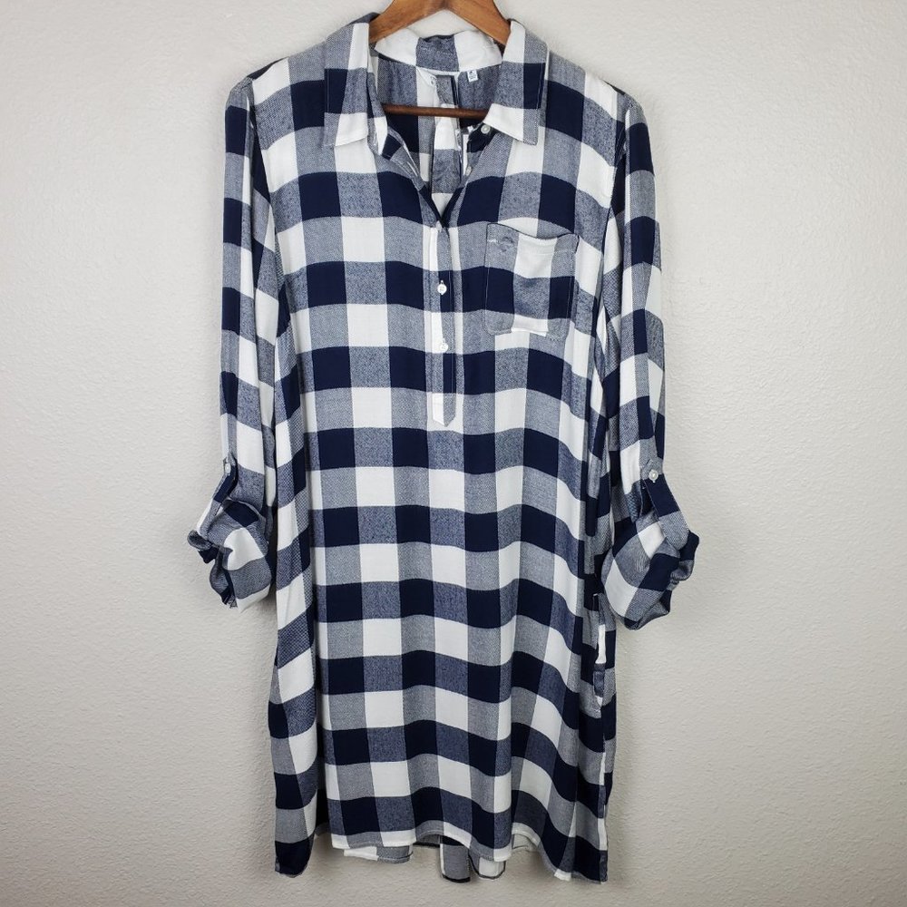 Crown & Ivy Long Sleeve Gingham Shirt Dress - Picture 2 of 8